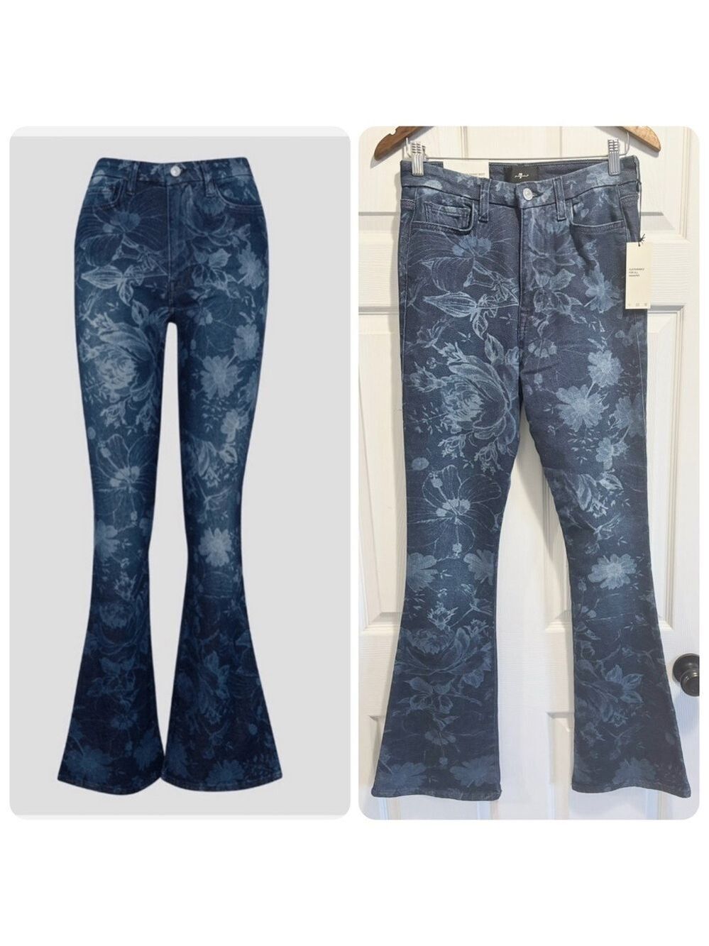 NWT 7 For All Mankind Ultra High-Rise Floral
Skinny Bootcut Jeans Size 27 NEW